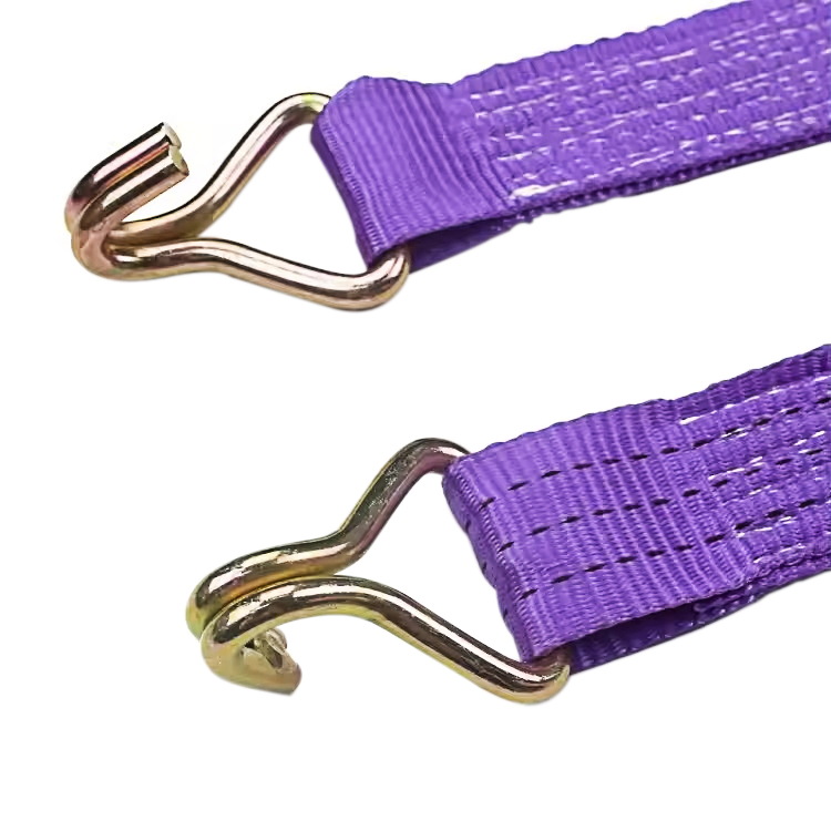 38 mm 3t lila Finger-Ratschengurt mit Gummigriff und Drahthaken
