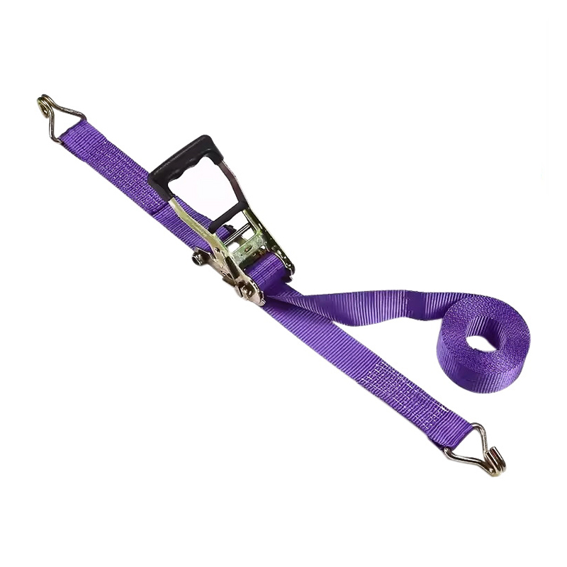 38 mm 3t lila Finger-Ratschengurt mit Gummigriff und Drahthaken