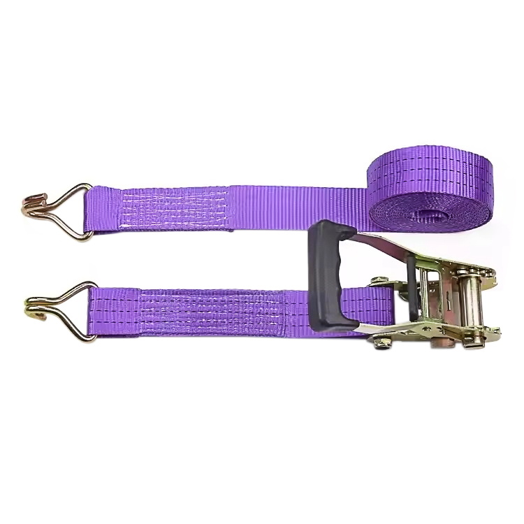 38 mm 3t lila Finger-Ratschengurt mit Gummigriff und Drahthaken