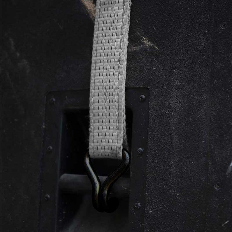 1'' x 15' Ratschengurt mit gummibeschichtetem Griff und vinylbeschichteten Drahthaken